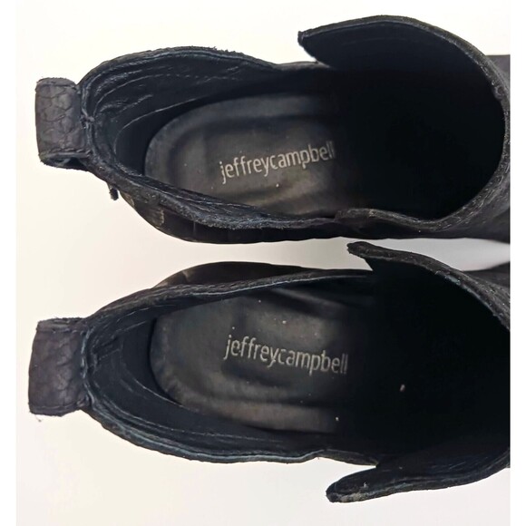 Jeffrey Campbell Rosee Snake Print Blk Suede Stacked Heel Ankle Boot Sz 9.5 - Picture 4 of 9